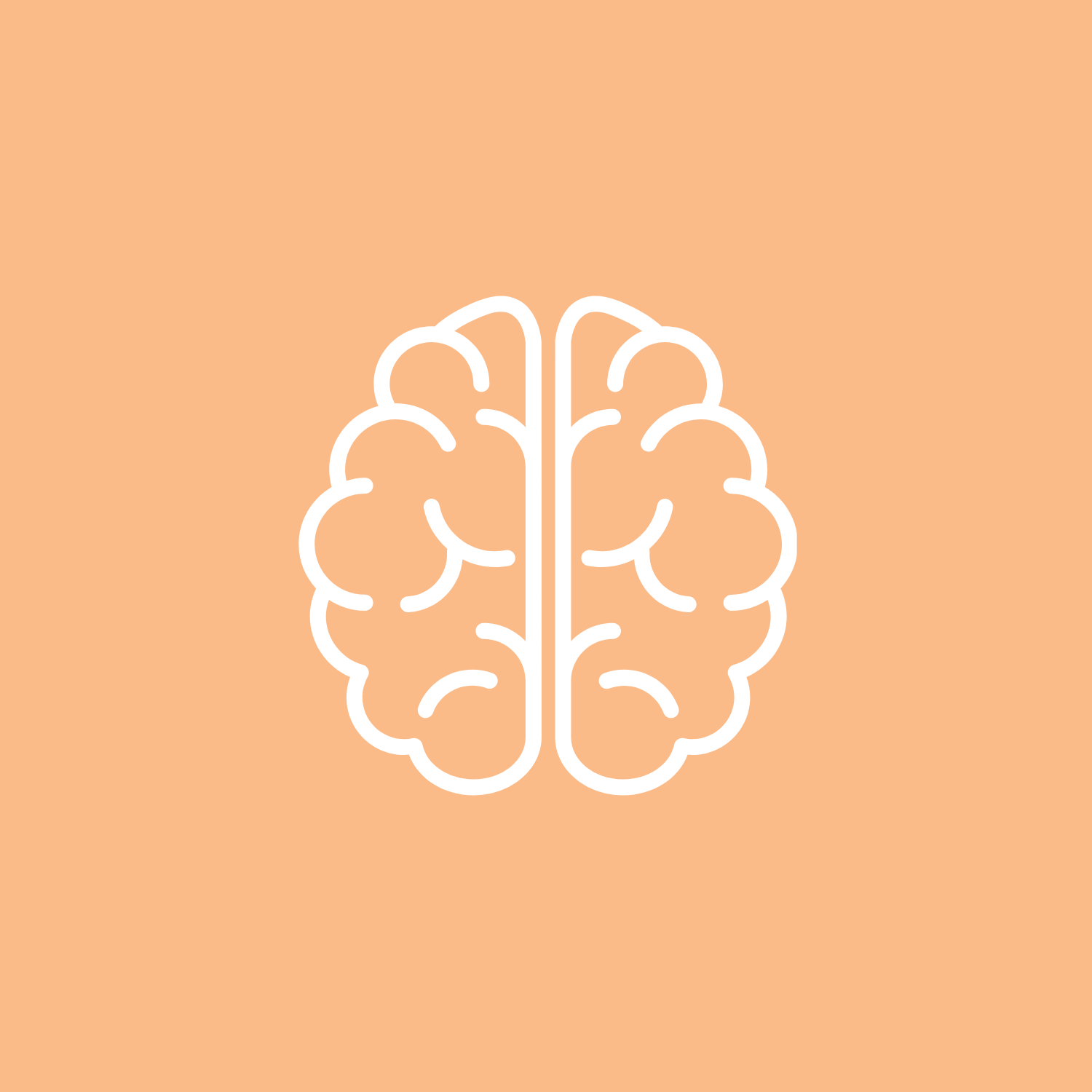 Brain icon on peach background